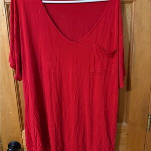 Women's Red V-Neck Top